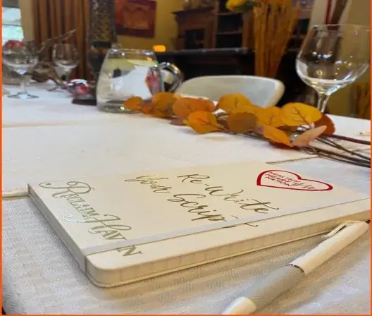 The workbook open on a table, “Rewrite your script”